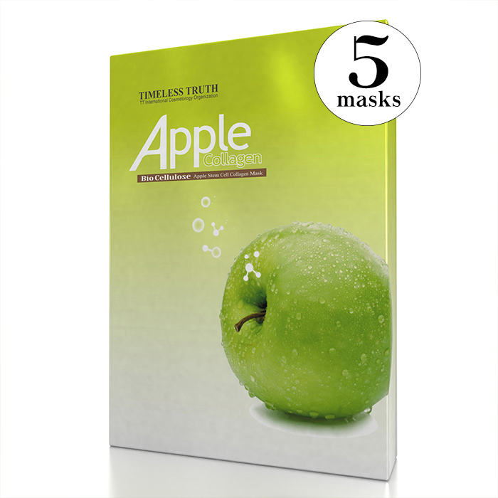 Timeless Truth Apple Stem Cell Collagen Mask - Bio Cellulose Face Mask (Value Pack of 5 Masks)