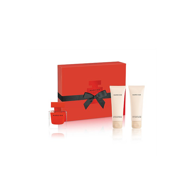 Narciso Rodriguez Red Xmas Set: EDP Rouge 50ml + Shower Gel 75ml + Body Lotion 75ml