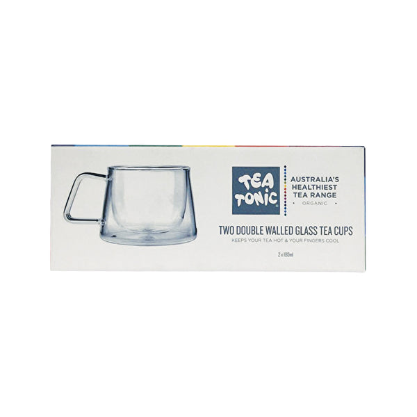 Tea Tonic (Tea for Two) Double Walled Glass Tea Cup Square Handle x 2 Pack