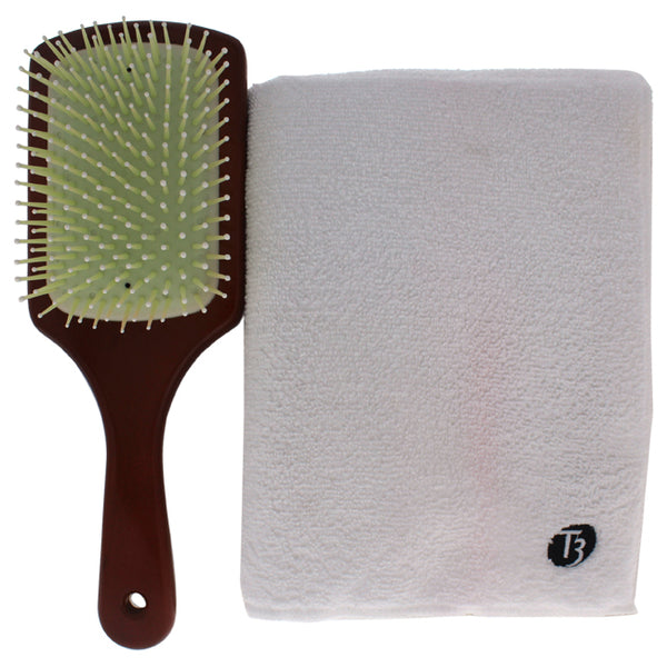 T3 Hair Indulgence Set by T3 for Unisex - 2 Pc Set Brush, Hair Towel