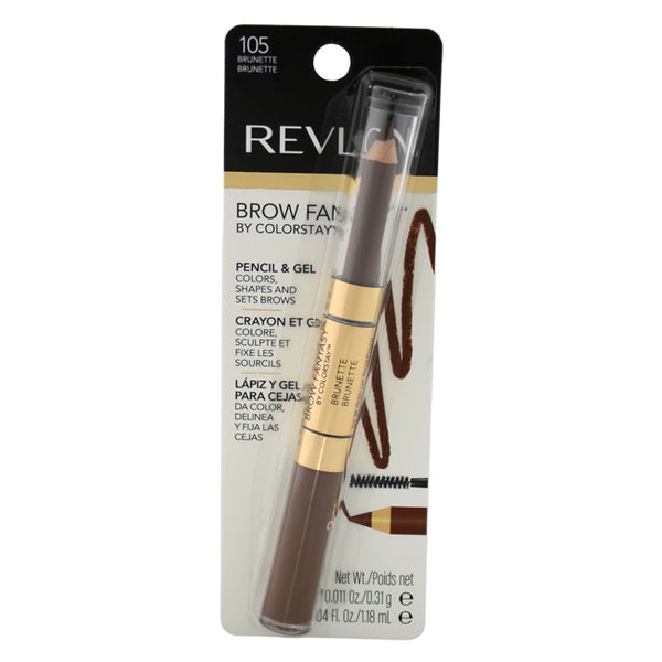 Revlon Brow Fantasy Pencil and Gel #105 Brunette by Revlon for Unisex - 0.04 oz Eyebrow Pencil