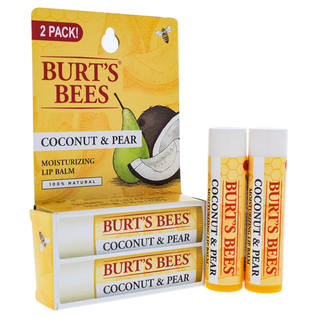 Burts Bees Coconut and Pear Moisturizing Lip Balm Twin Pack by Burts Bees for Unisex - 2 x 0.15 oz Lip Balm