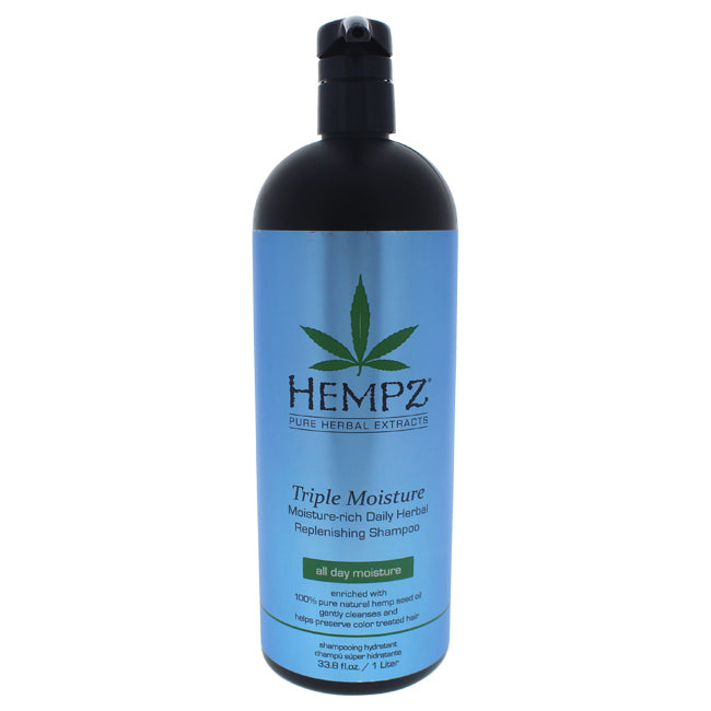 Hempz Triple Moisture-Rich Daily Herbal Replenishing Shampoo by Hempz for Unisex - 33.8 oz Shampoo