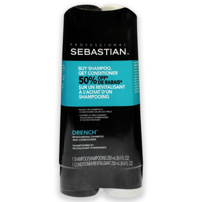 Sebastian Drench Moisturizing Duo by Sebastian for Unisex - 2 Pc 8.4oz Shampoo, 8.4oz Conditioner