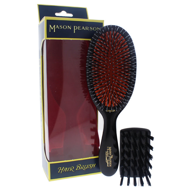 Mason Pearson Junior Mixture Bristle and Nylon Brush - BN2 Dark Ruby by Mason Pearson for Unisex - 2 Pc Hair Brush and Cleaning Brush