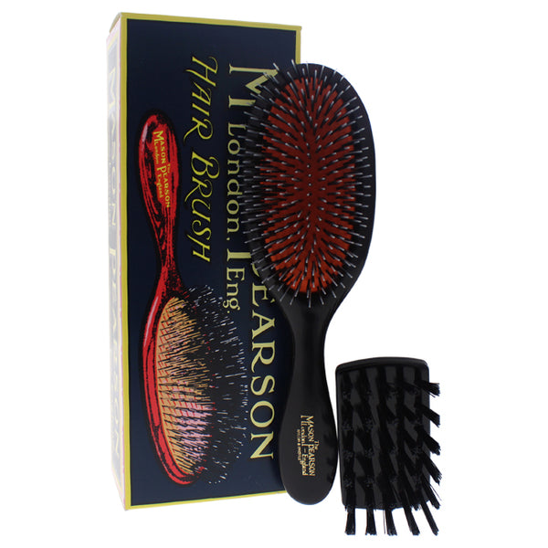 Mason Pearson Handy Mixture Bristle and Nylon Brush - BN3 Dark Ruby by Mason Pearson for Unisex - 2 Pc Hair Brush and Cleaning Brush