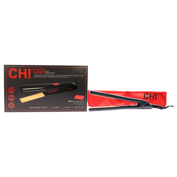 CHI G2 Ceramic Titanium Infused Hairstyling Flat Iron - GF1595A - Black by CHI for Unisex - 1 Inch Flat Iron