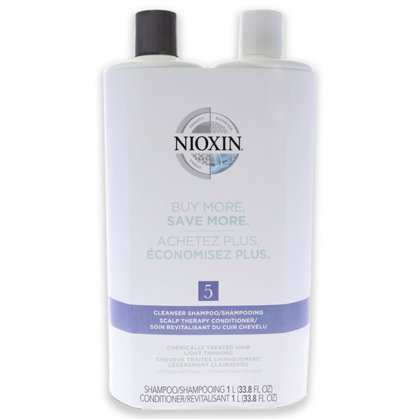 Nioxin System 5 Cleanser Scalp Therapy Conditioner Duo by Nioxin for Unisex - 2 Pc 33.8oz Shampoo, 33.8oz Conditioner