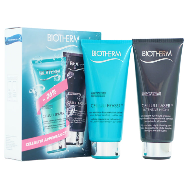 Biotherm Celluli Eraser Set by Biotherm for Unisex - 2 Pc Set 6.76oz Celluli laser Intensive Night, 6.76oz Celluli Eraser Cellulite Appearance Reducer Care