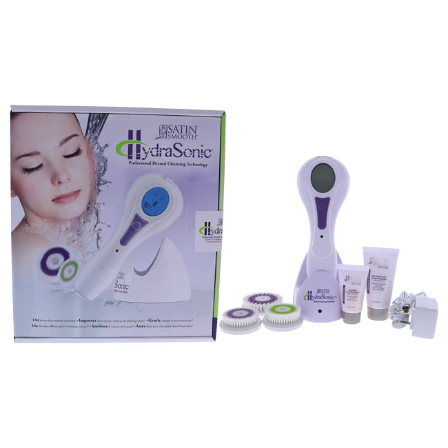 Satin Smooth Hydrasonic Professional Dermal Cleansing Technology Kit - White by Satin Smooth for Unisex - 6 Pc Kit Hydrasonic Dermal Cleansing Unit, Sensitive Skin Facial Brush, Normal Skin Facial Brush, Body Brush, 1 oz. Renewal Facial Cream Cleanser, 0.