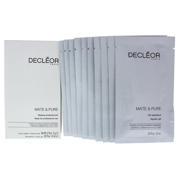 Decleor Mate & Pure Mask Vegetal Powder For Combination To Oily Skin by Decleor for Unisex - 10 Pc Kit 5 x 0.8oz Aquatic Gel, 5 x 0.16oz Vegetal Powder