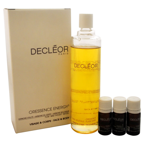 Decleor Oressence Energy3 by Decleor for Unisex - 4 Pc Kit 5.9oz Oressence Plant Base, 0.07oz Concentrate1 Flow, 0.07oz Concentrate2 Mind Thought, 0.07oz Concentratre3 Biocell
