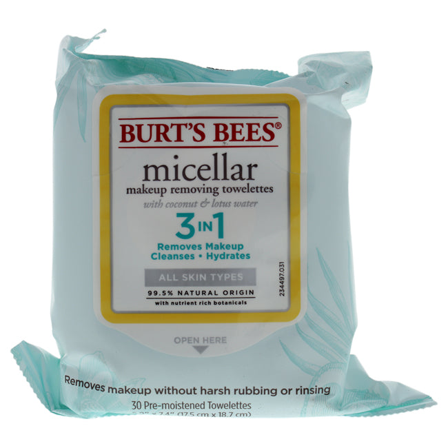 Burts Bees Micellar Makeup Removing Towelettes by Burts Bees for Unisex - 30 Count Towelettes