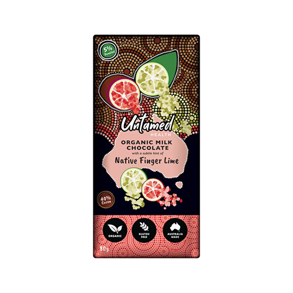 Untamed Health Organic Milk Chocolate With A Hint Of Native Finger Lime 80g x 12 Display