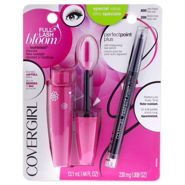CoverGirl Full Lash Bloom Mascara & Perfect Point Plus Eye Pencil by CoverGirl for Women - 2 Pc 0.44oz Full Lash Bloom Mascara - # 800 Very Black, 0.008oz Perfect Point Plush Eye Pencil - # 200 Black Onyx