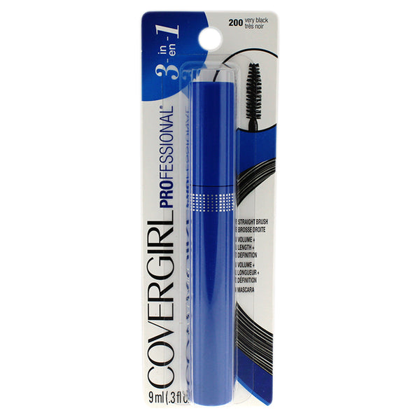 CoverGirl Professional 3-in-1 Straight Brush Mascara - # 200 Very Black by CoverGirl for Women - 0.3 oz Mascara