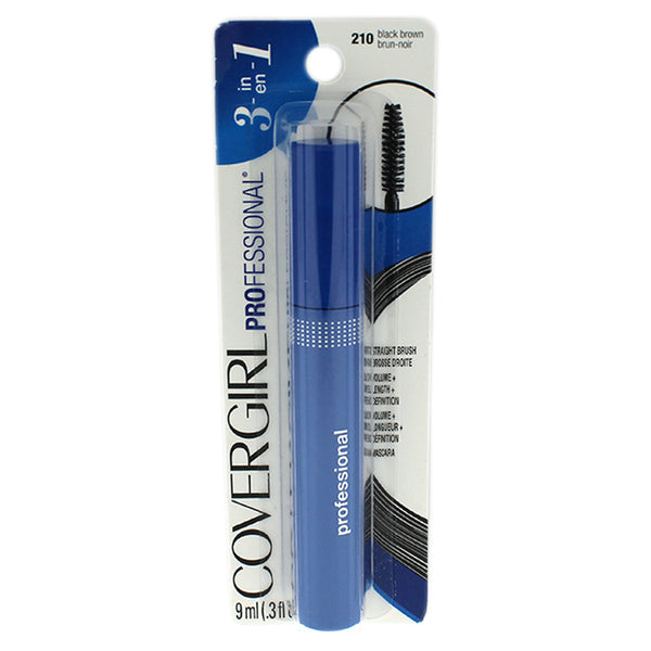 CoverGirl Professional 3-in-1 Straight Brush Mascara - # 210 Black Brown by CoverGirl for Women - 0.3 oz Mascara