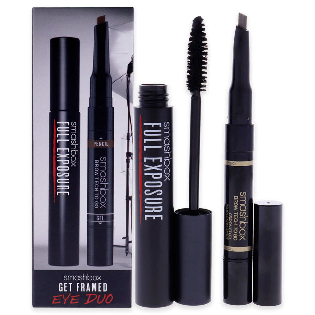 SmashBox Get Framed Eye Duo by SmashBox for Women - 2 Pc 0.1oz Brow Tech Togo Crayon Et Gel & 0.007oz Pencil - # 539 Brunette a Dual Ended Brow , 0.32oz Full Exposure - Mascara - # 001 Jet Black