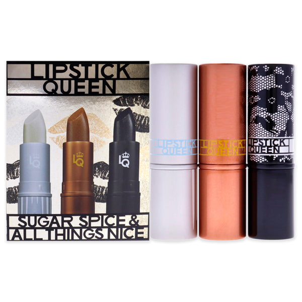 Lipstick Queen Sugar Spice & All Things Nice Trio by Lipstick Queen for Women - 3 Pc Set 0.12oz Ice Queen Lipstick, 0.12oz Queen Bee Lipstick, 0.12oz Black Lace Rabbit Lipstick
