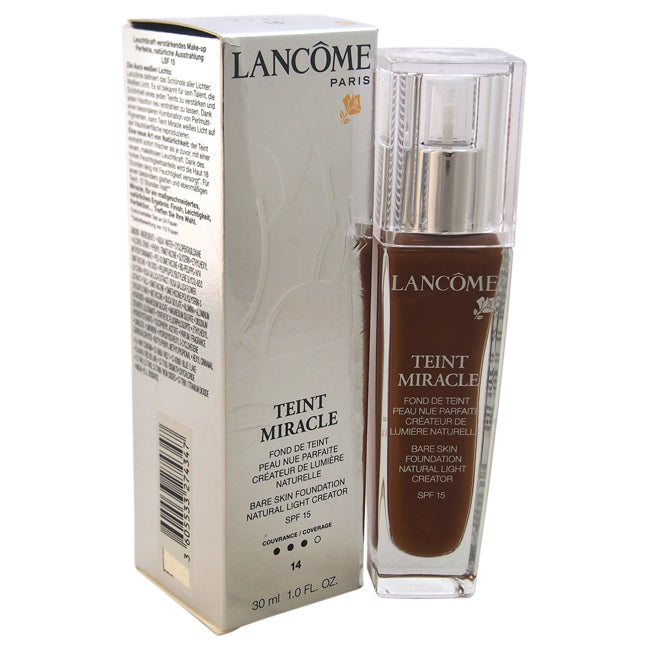 Lancome Teint Miracle Bare Skin Foundation Natural Light Creator SPF 15 - # 14 Brownie by Lancome for Women - 1 oz Foundation