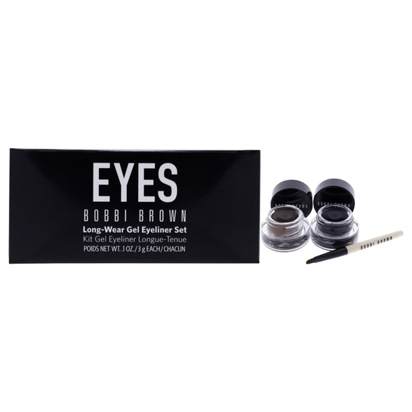 Bobbi Brown Long-Wear Gel Eyeliner Set by Bobbi Brown for Women - 3 Pc Set 0.1oz Long-Wear Gel Eyeliner - Black Ink , 0.1oz Long-Wear Gel Eyeliner - Sepia Ink, Ultra Fine Eyeliner Brush