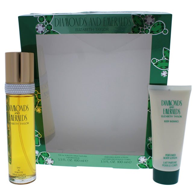 Elizabeth Taylor Diamonds and Emeralds by Elizabeth Taylor for Women - 2 pc Gift Set 3.4 oz EDT Spray and 3.4 oz Body Lotion