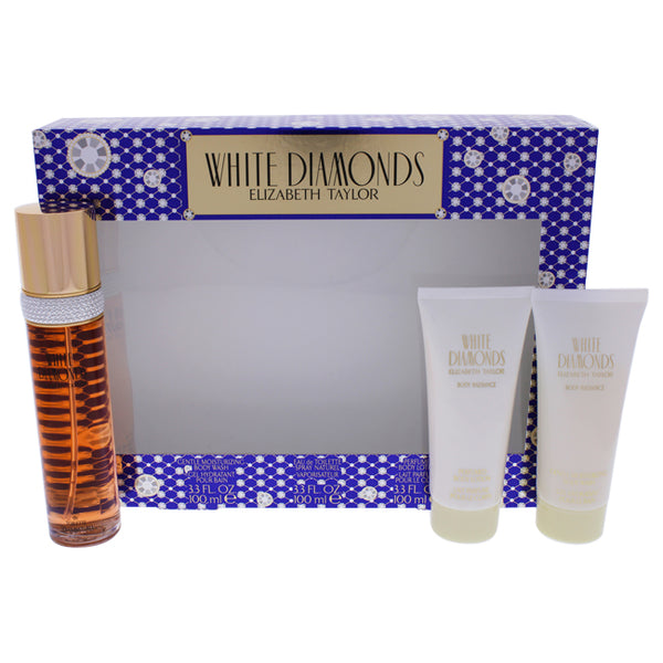 Elizabeth Taylor White Diamonds by Elizabeth Taylor for Women - 3 pc Gift Set 3.3oz EDT Spray, 3.3oz body lotion, 3.3oz body wash