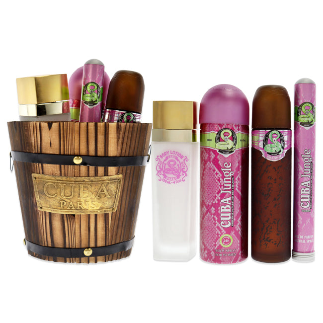 Cuba Jungle Snake by Cuba for Women - 4 Pc Gift Set 3.4oz EDP Spray, 1.17oz EDP Spray, 6.8oz Body Spray, 4oz Body Lotion