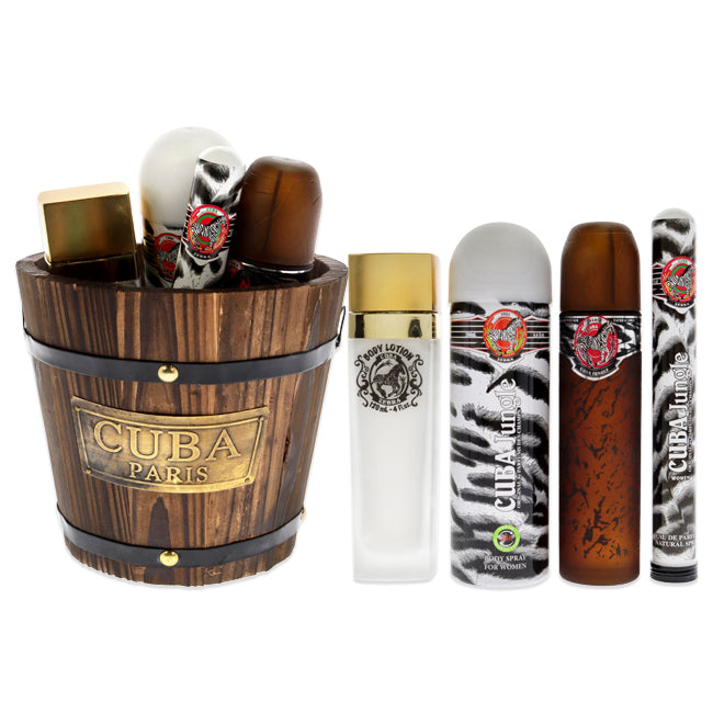 Cuba Jungle Zebra by Cuba for Women - 4 Pc Gift Set 3.4oz EDP Spray, 1.17oz EDP Spray, 6.8oz Body Spray, 4oz Body Lotion