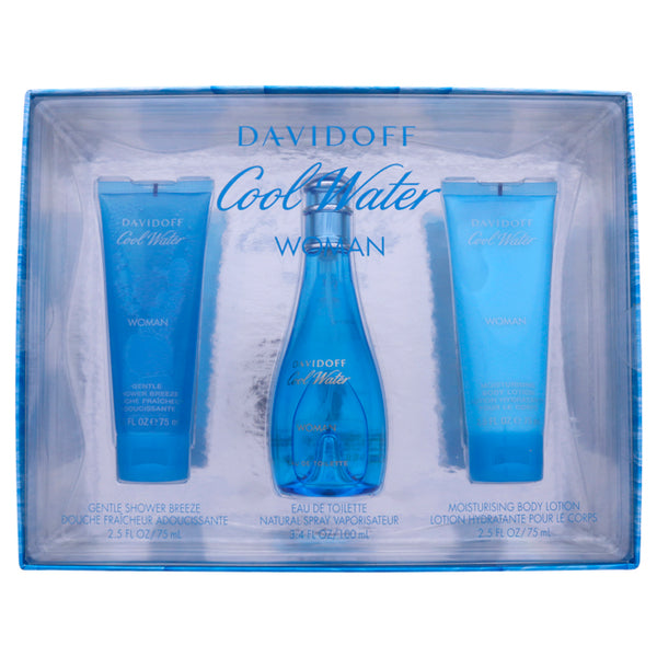 Davidoff Cool Water by Davidoff for Women - 3 Pc Gift Set 3.4oz EDT Spray, 2.5oz Gentle Shower Breeze, 2.5oz Moisturizing Body Lotion