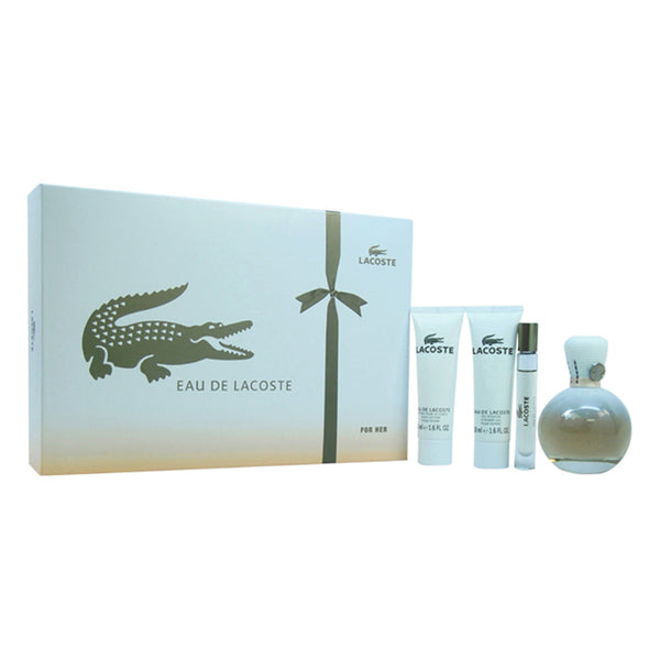 Lacoste Lacoste Eau De Lacoste Femme by Lacoste for Women - 4 Pc Gift Set 3oz EDP Spray, 0.2oz EDP Roller Ball, 1.6oz Body Lotion, 1.6oz Shower Gel