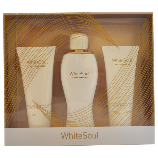 Ted Lapidus White Soul by Ted Lapidus for Women - 3 Pc Gift Set 3.33oz EDP Spray, 3.33oz Milky Body Cream, 3.33oz Milky Shower Gel
