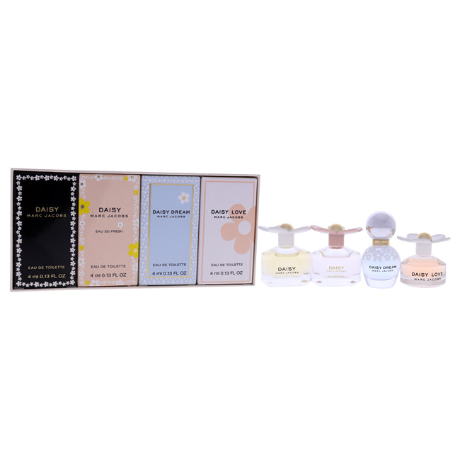 Marc Jacobs Daisy Variety by Marc Jacobs for Women - 4 Pc Mini Gift Set 0.13oz Daisy Eau So Fresh EDT Splash, 0.13oz Daisy EDT Splash, 0.13oz Daisy Dream EDP Splash, 0.13 Daisy Love EDT Splash