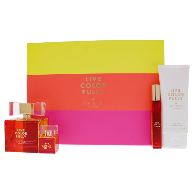 Kate Spade Live Colorfully by Kate Spade for Women - 4 Pc Gift Set 3.4oz EDP Spray, 0.25oz Replica, 3.4oz Body Lotion, 0.34oz Pencil Spray