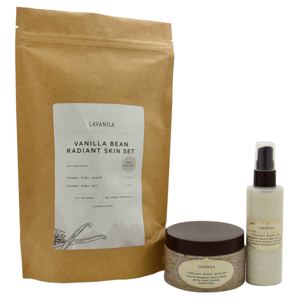 Lavanila Vanilla Bean Radiant Skin Set by Lavanila for Women - 2 Pc Set 7.5oz Creamy Body Scrub, 3.4oz Creamy Body Oil