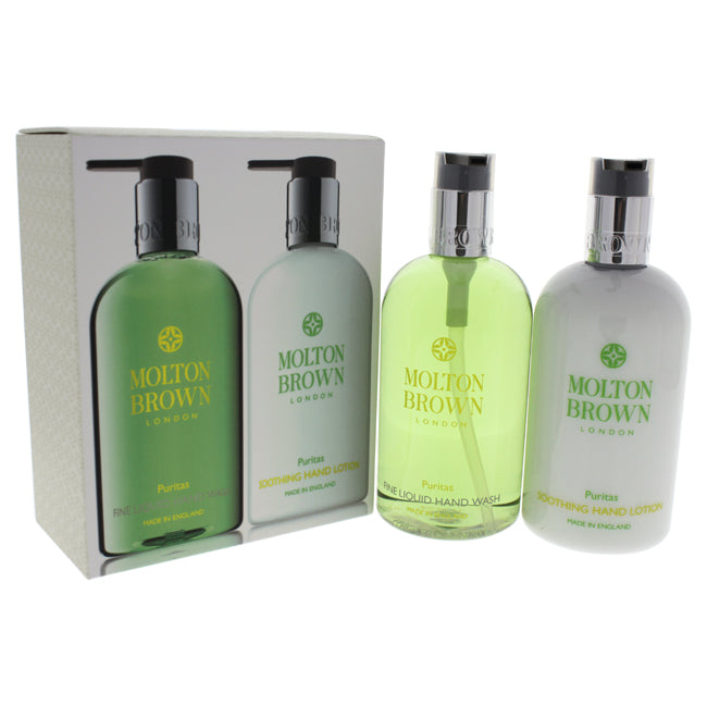 Molton Brown Puritas Hand Care Set by Molton Brown for Women - 2 Pc Set 10oz Puritas Fine Liquid Hand Wash, 10oz Puritas Soothing Hand Lotion