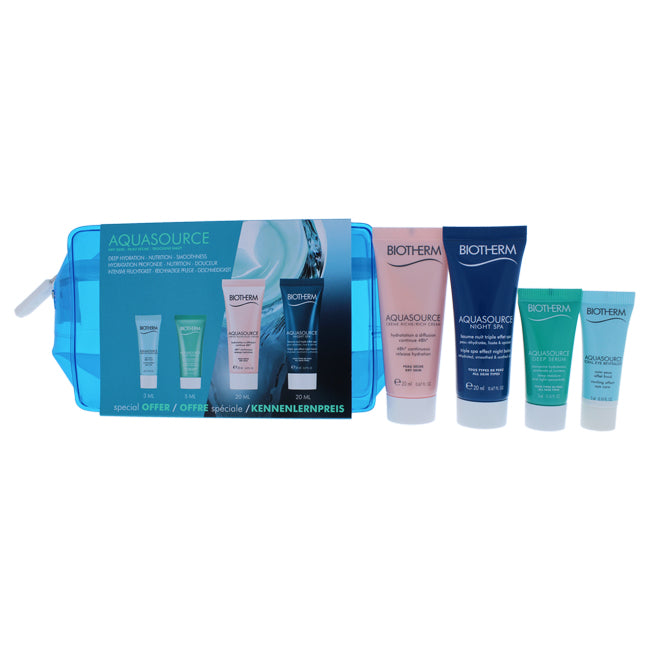 Biotherm Aquasource Dry Skin Kit by Biotherm for Women - 4 Pc Kit 0.16oz Deep Serum, 0.10oz Eye Revitalizer, 0.16oz Rich Cream, 0.67oz Night Spa