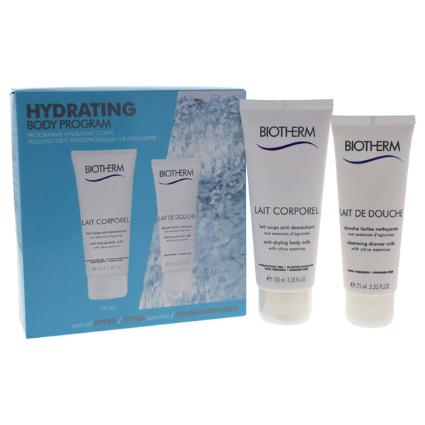 Biotherm Lait Corporel Hydrating Body Program by Biotherm for Women - 2 Pc Kit 2.53oz Lait De Douche, 3.38oz Lait Corporel