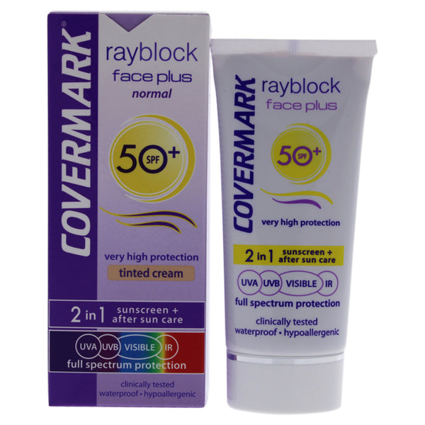 Covermark Rayblock Face Plus Tinted Cream 2-in-1 Waterproof SPF50 - Normal Skin-Soft Brown by Covermark for Women - 1.69 oz Sunscreen