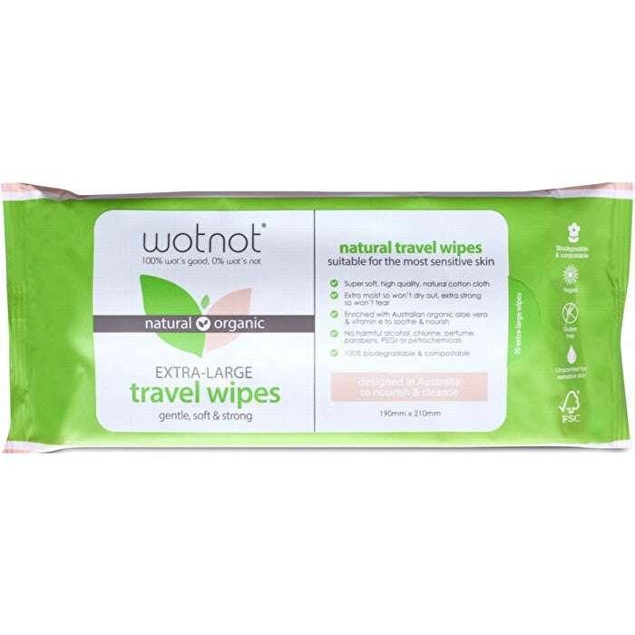 Wotnot 100% Natural Wipes x (Travel Hard Case Refill) 20 Pack