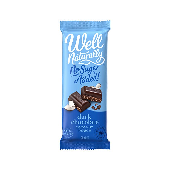 Well Naturally No Added Sugar Block Dark Chocolate Coconut Rough 90g ...