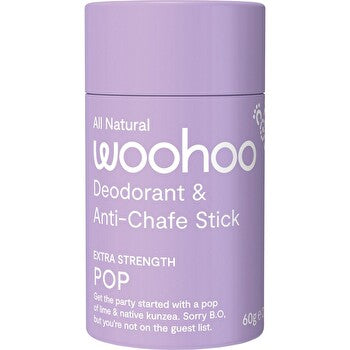 Woohoo Body Deodorant & Anti-Chafe Stick Pop - Extra Strength 60g