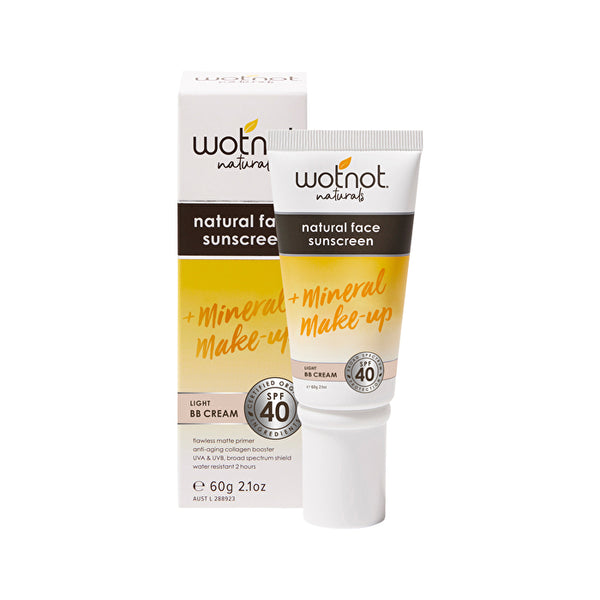 Wotnot Naturals Natural Face Sunscreen SPF 40 (Mineral Make-Up) Light BB Cream 60g